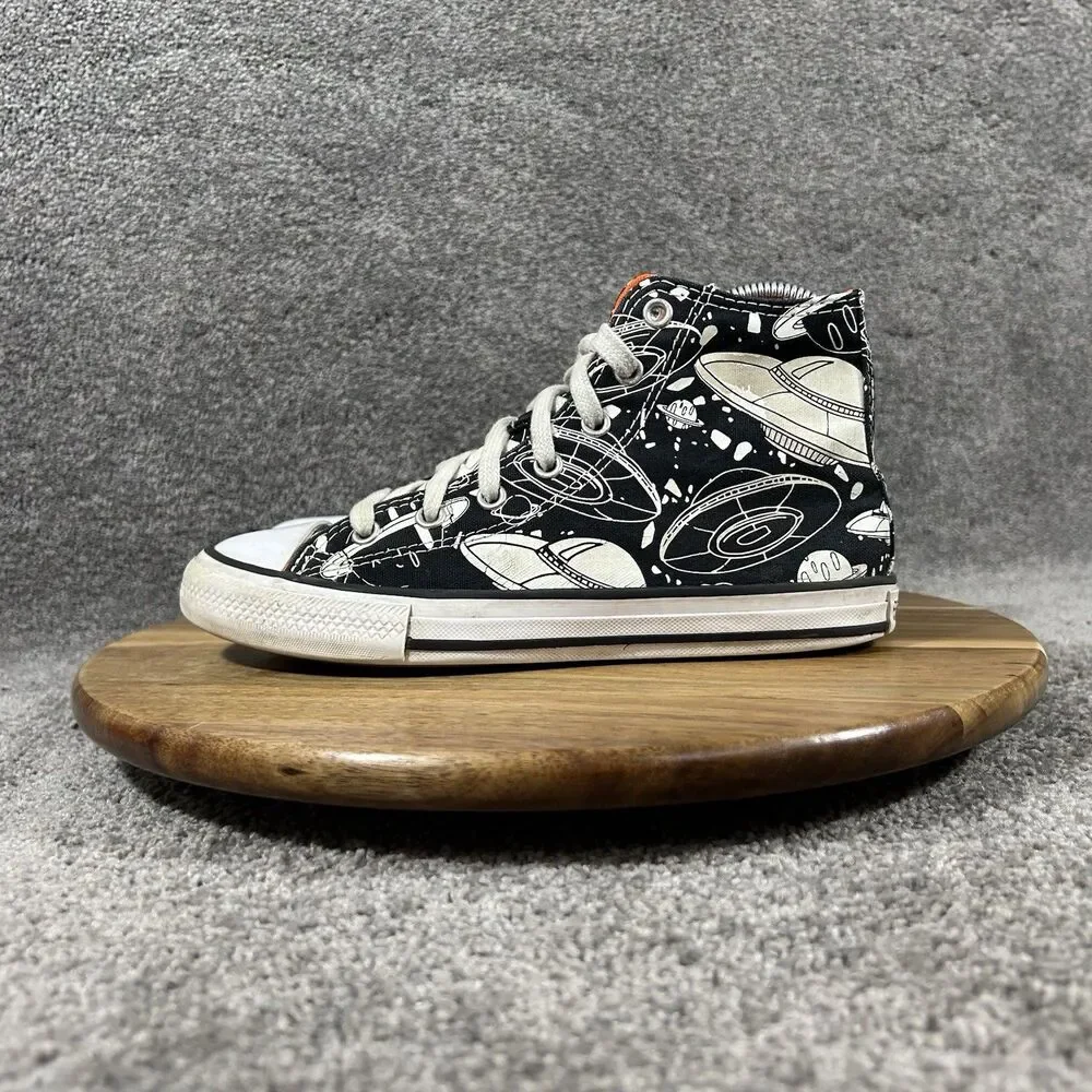 Converse Boys CTAS Kids Size 3 Black White Space Odyssey Athletic Shoes Used
